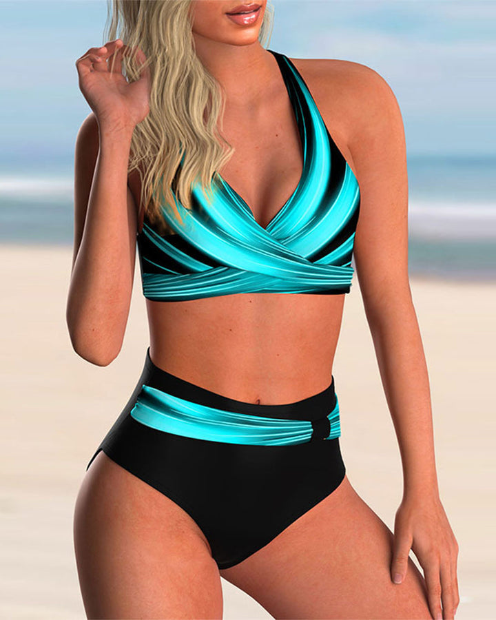 Engracia | Conjunto de bikini con cuello halter y estampado