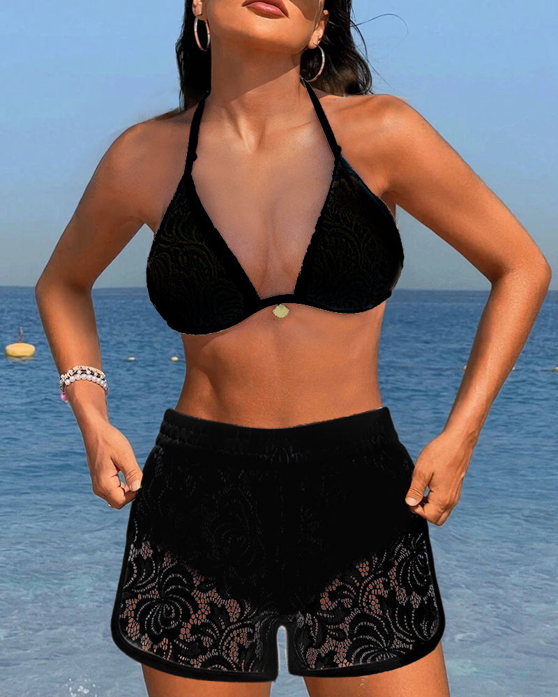 Manuela | Elegante bikini de encaje liso