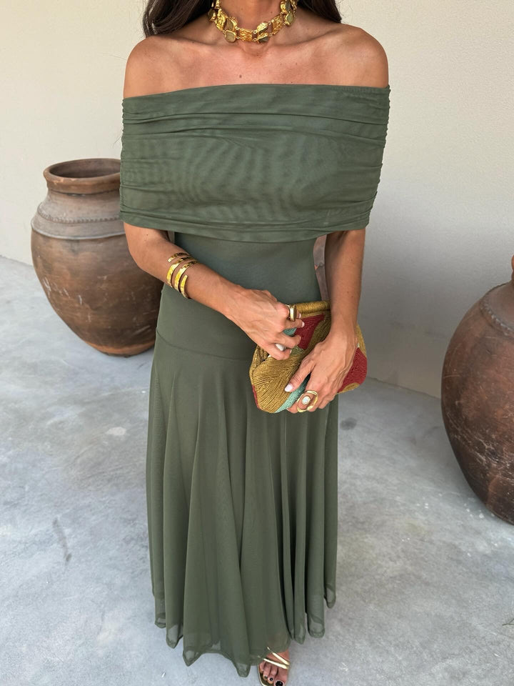 Sofía | Vestido Largo Escote Drapeado