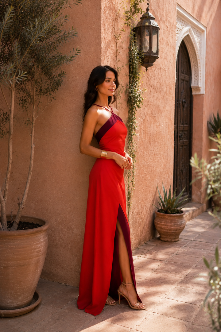 Nora | Vestido Halter Largo Elegante