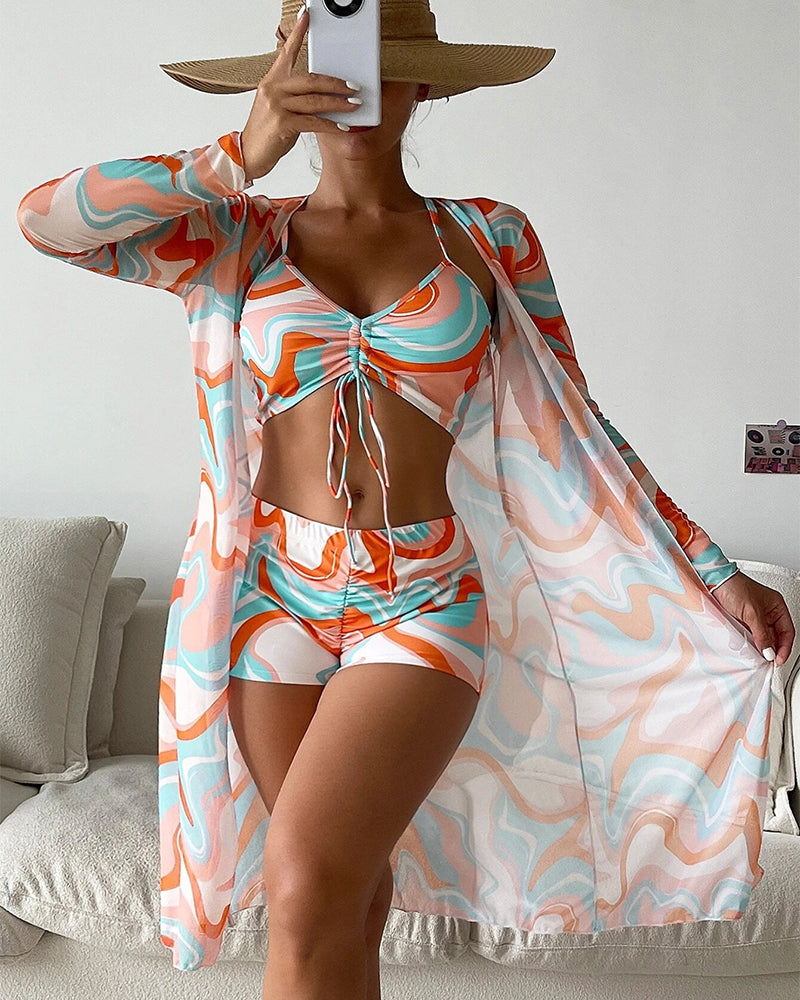 Concepción | Conjunto de bikini de 3 piezas con estampado