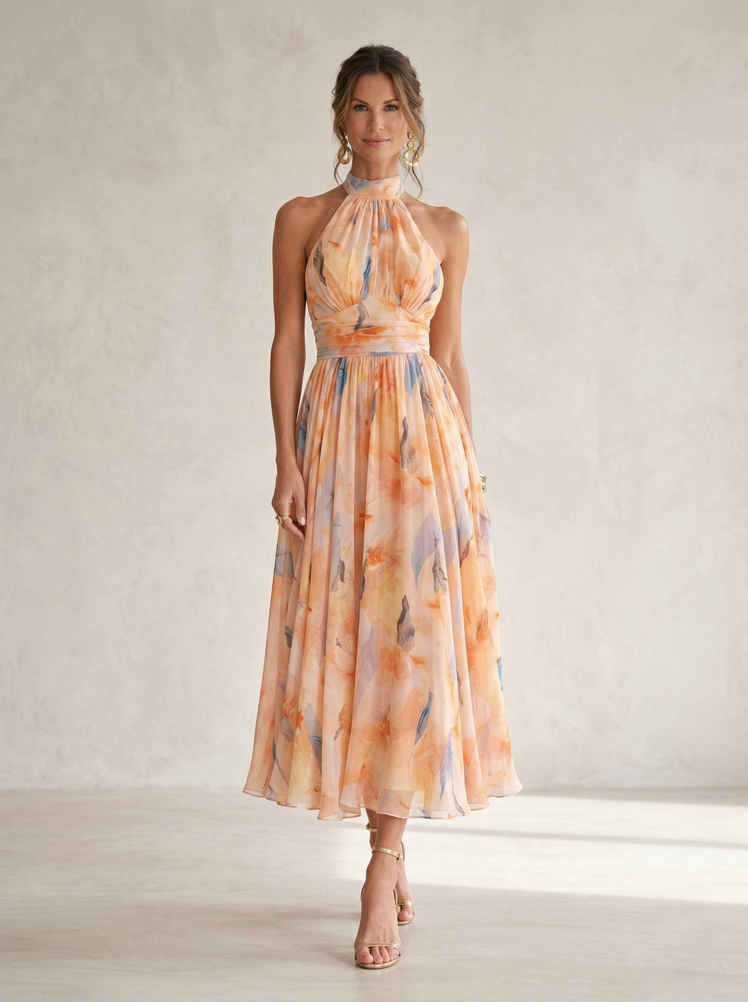 Rosa | Vestido Halter Estampado Acuarela