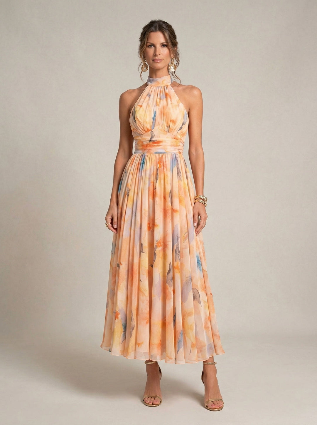 Rosa | Vestido Halter Estampado Acuarela