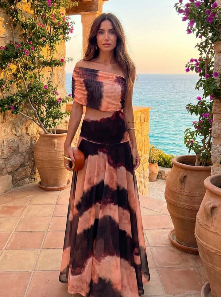 Julia | Vestido Estampado Naranja Marrón