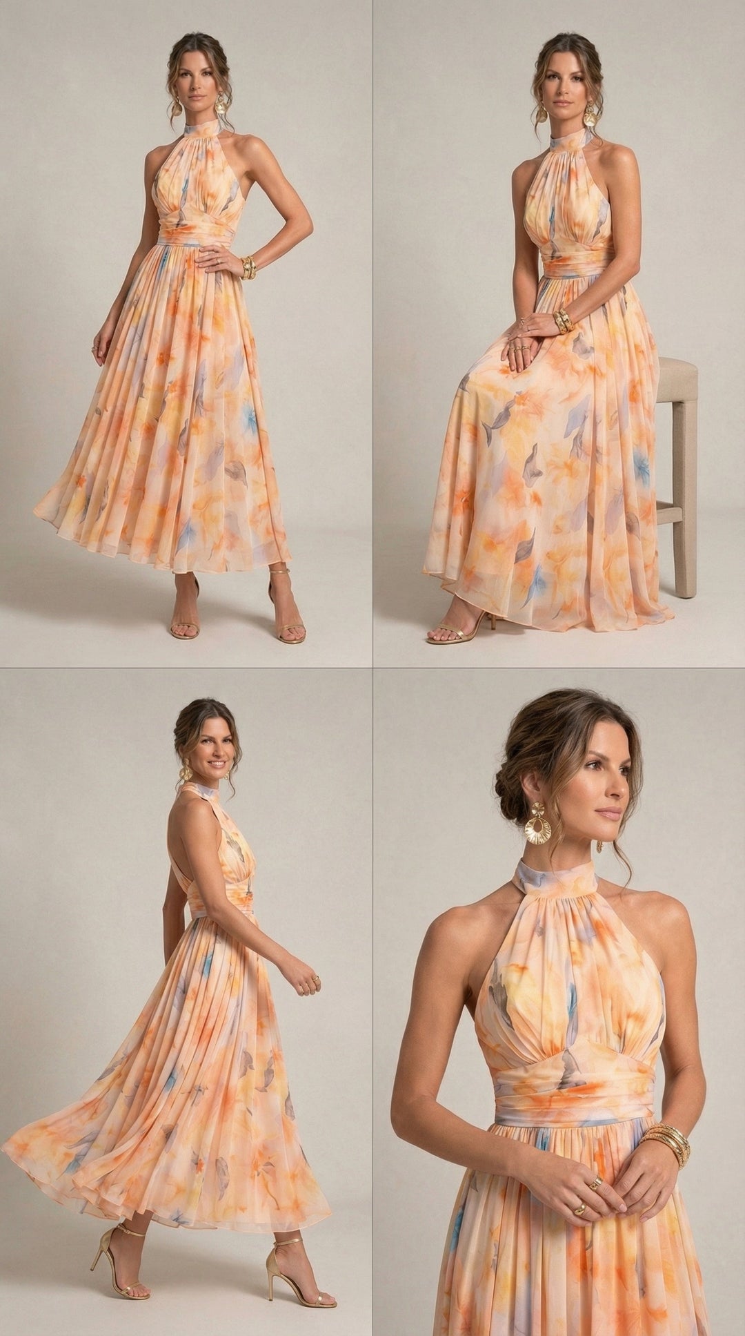 Rosa | Vestido Halter Estampado Acuarela