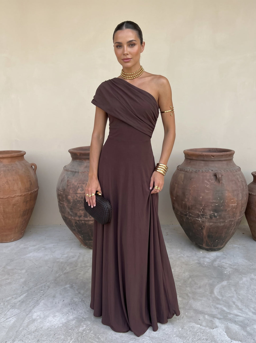 Sofía | Vestido Largo Escote Drapeado