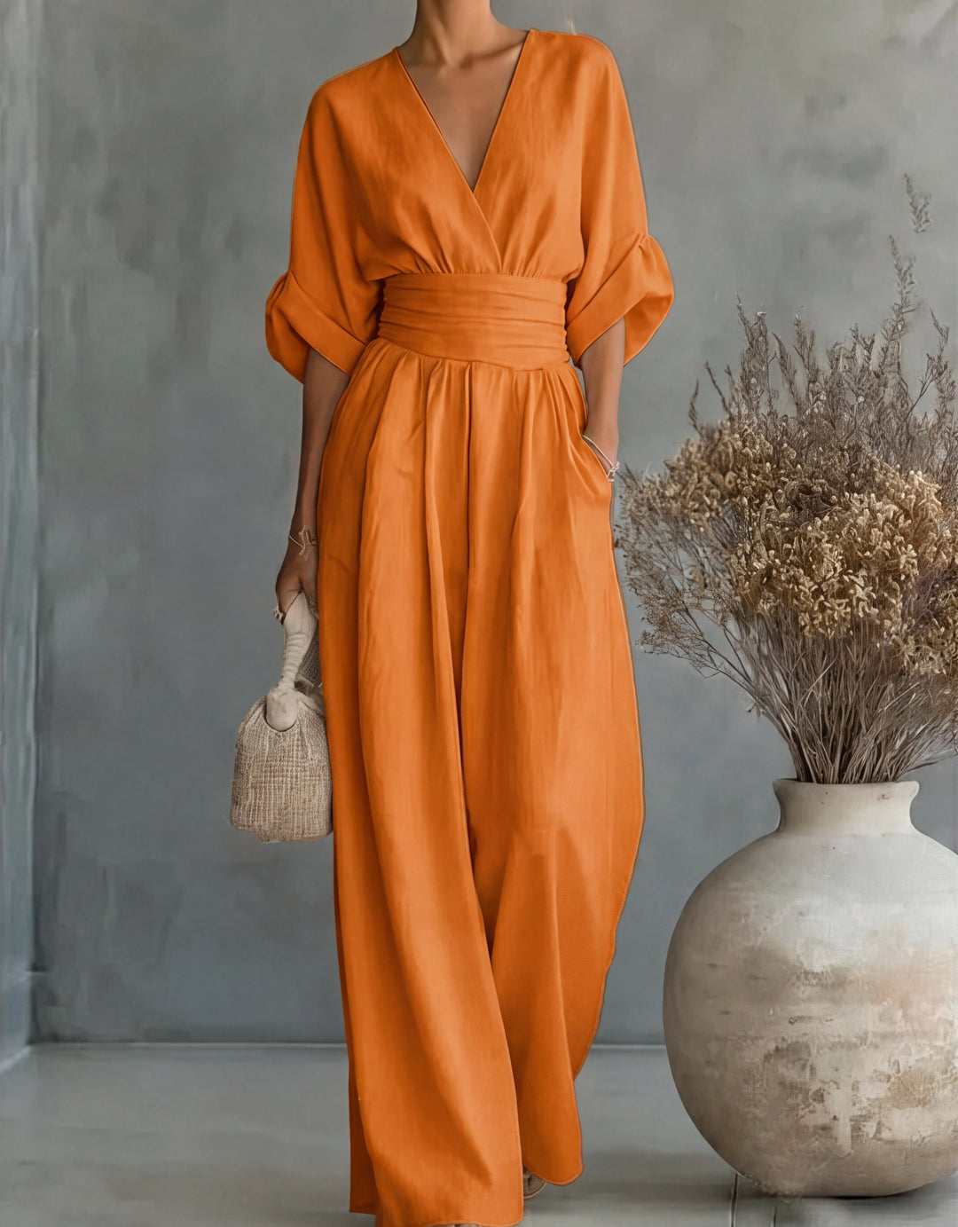 Carmen | Mono elegante de escote en V y pierna ancha