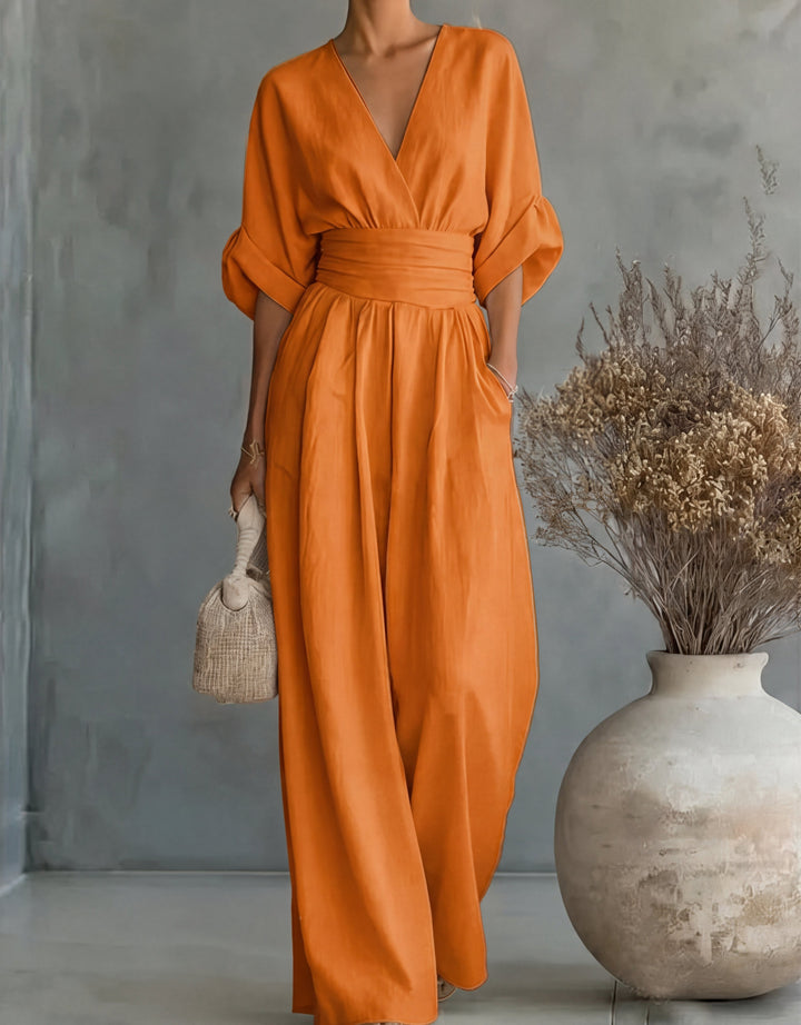 Carmen | Mono elegante de escote en V y pierna ancha