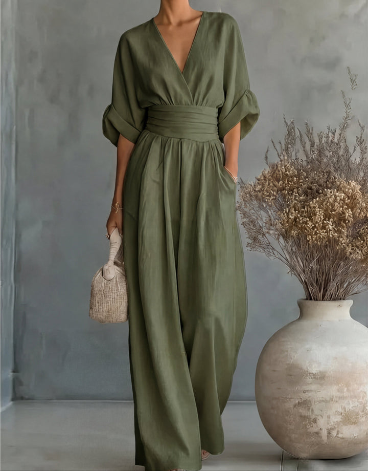 Carmen | Mono elegante de escote en V y pierna ancha