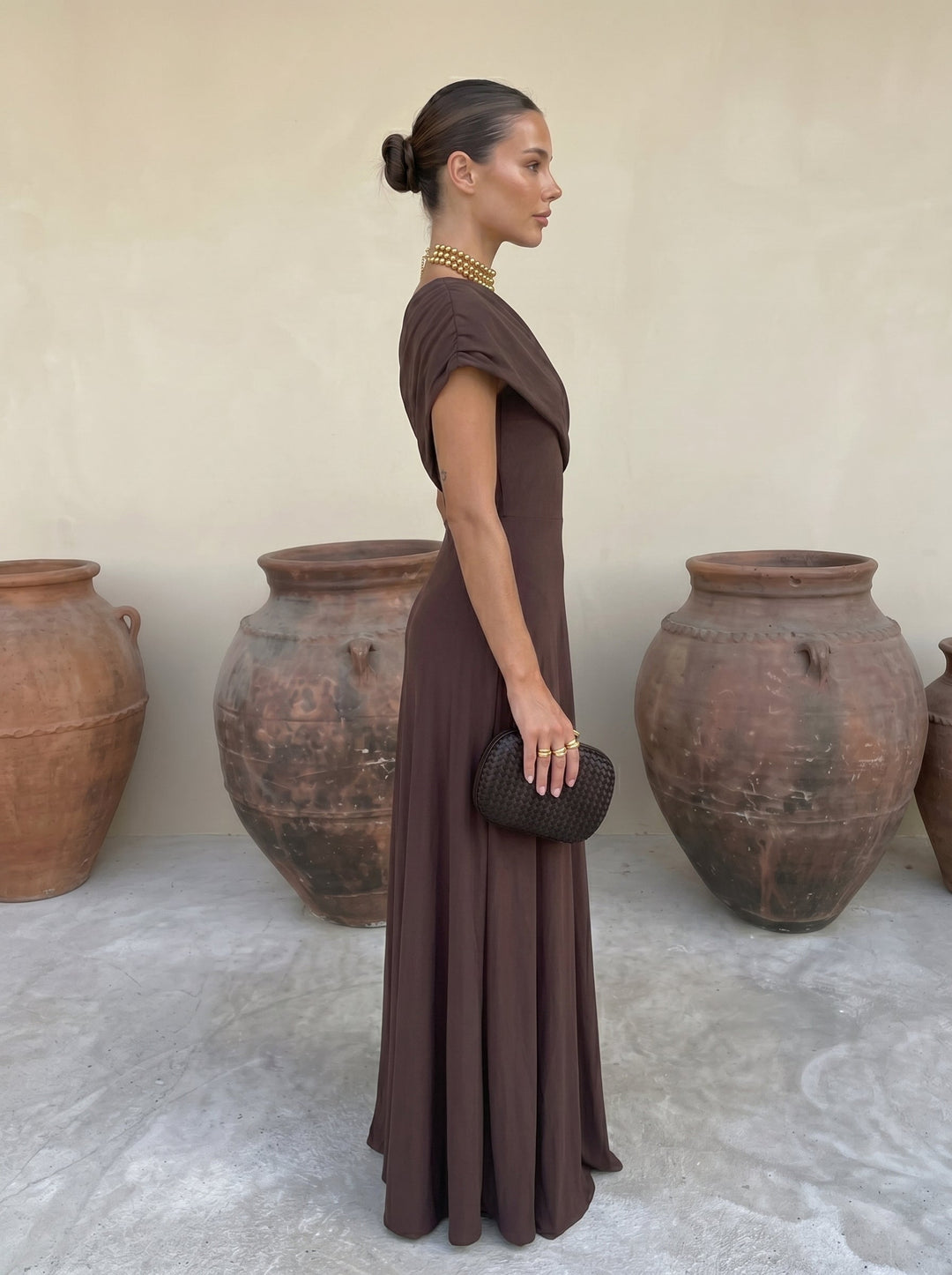 Sofía | Vestido Largo Escote Drapeado