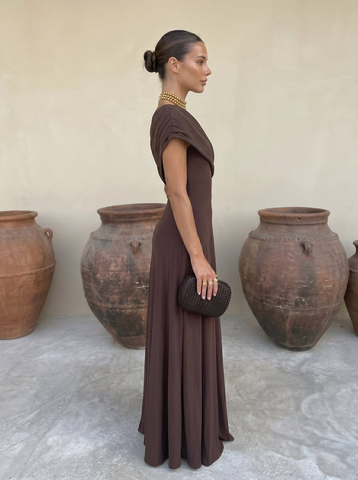 Sofía | Vestido Largo Escote Drapeado