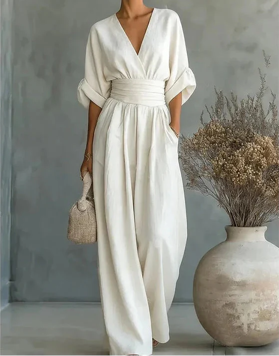 Carmen | Mono elegante de escote en V y pierna ancha