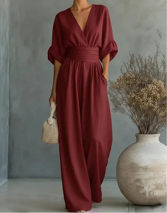 Carmen | Mono elegante de escote en V y pierna ancha